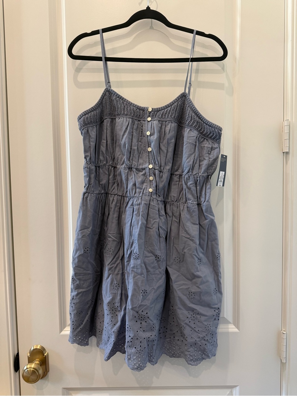 Universal Thread Light Blue Eyelet Sundress with Crocheted Yoke